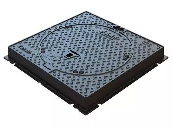 D400 Square‑Frame Manhole Cover Ø600mm Hinged with Slam‑Lock